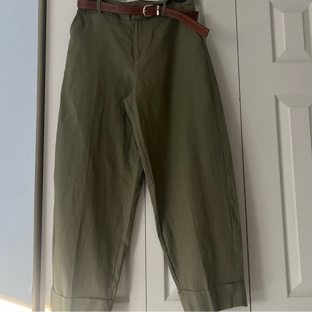 Women’s Linen Olive Green Pants